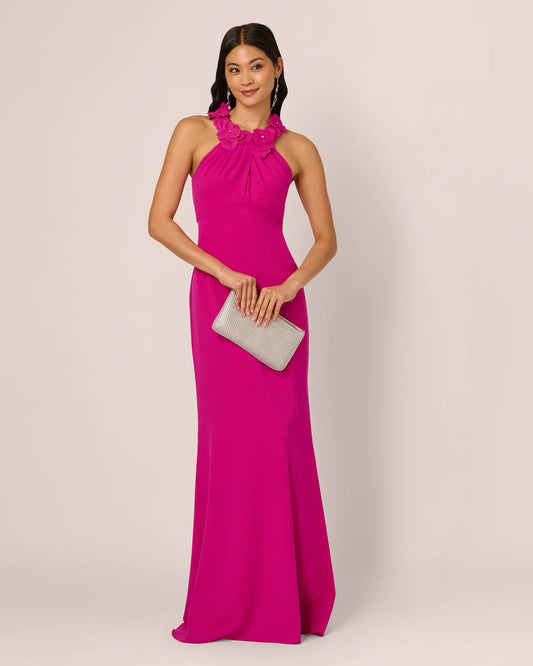 halter neck a-line maxi mother of the bride dress - image 2
