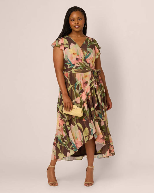 Flutter-Sleeve A-Line Midi Mother of the Bride Dress for Wedding Weekend