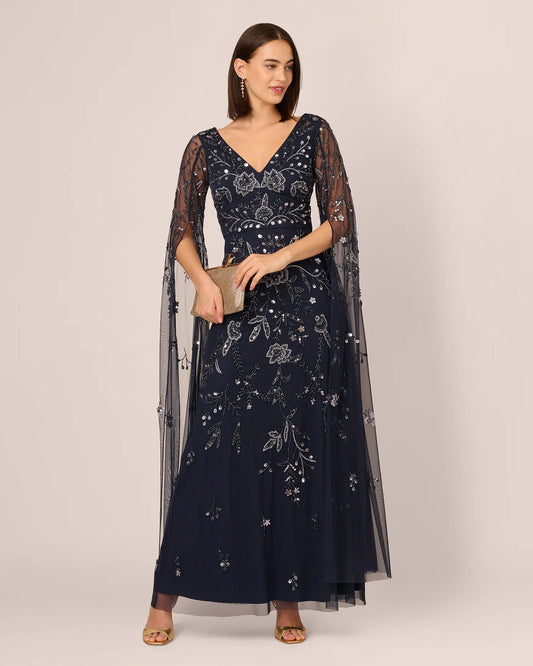 Floral Print A-Line Maxi Mother of the Bride Dress for Ceremony Dinner