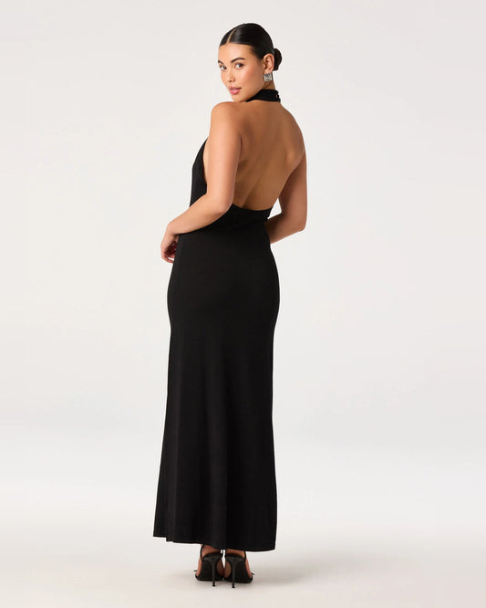 Halter Neck A-Line Maxi Formal Dress for Concert Evening