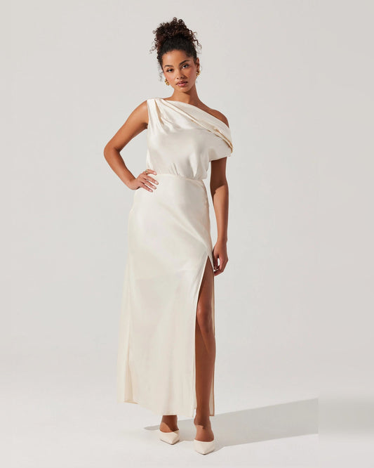 Off-Shoulder A-Line Maxi Formal Dress for Formal Reception