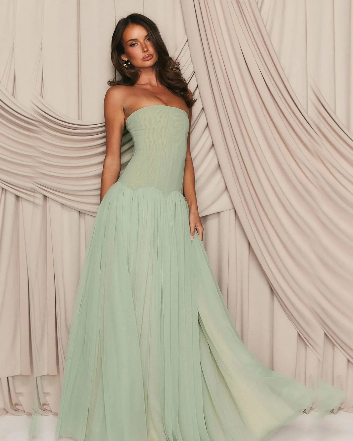 strapless drop waist tulle ball gown formal dress - image 1
