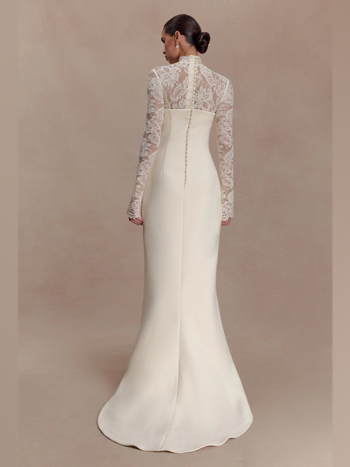 Ivory formal dress with a-line silhouette and maxi length