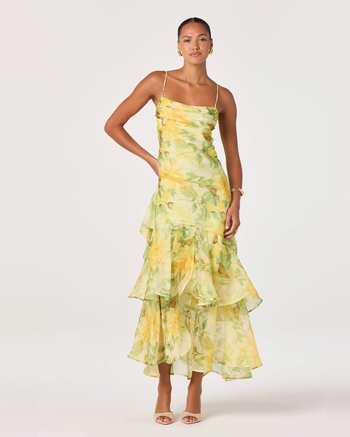 spaghetti strap a-line maxi homecoming dress - image 1