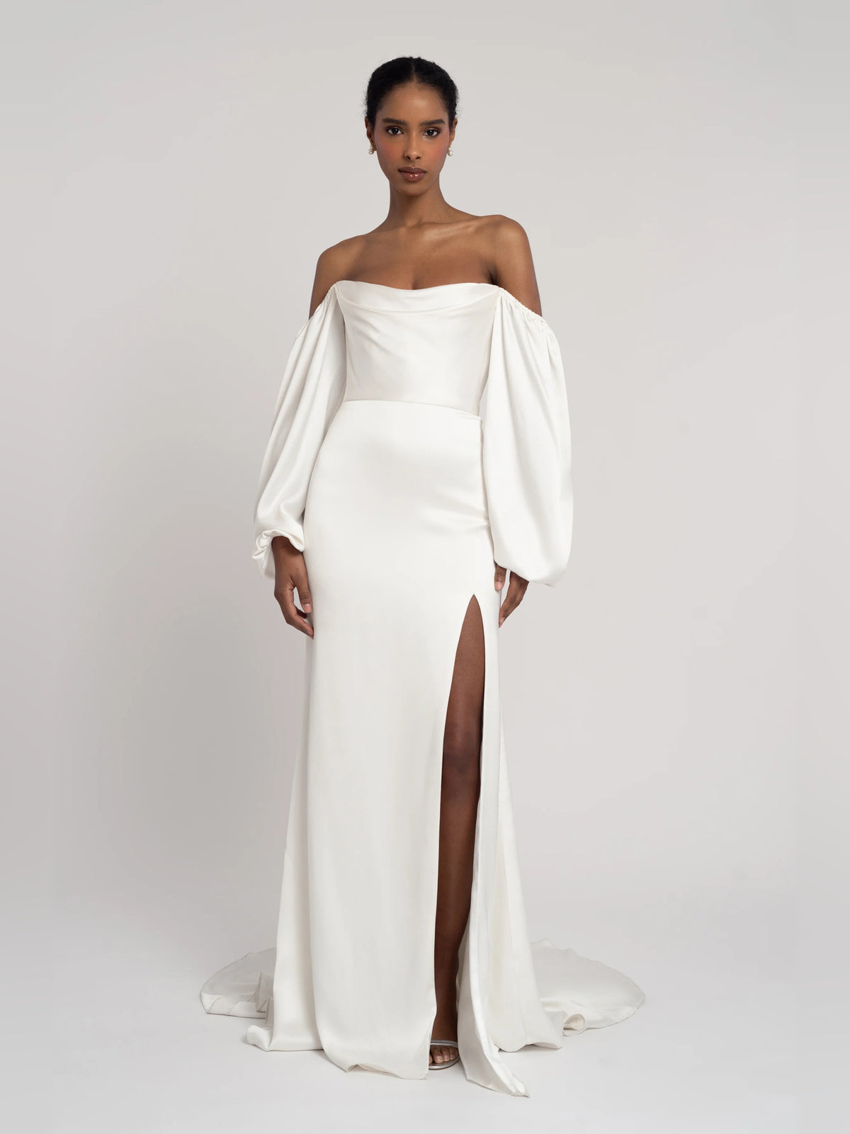 off shoulder a-line floor-length formal dress - image 1