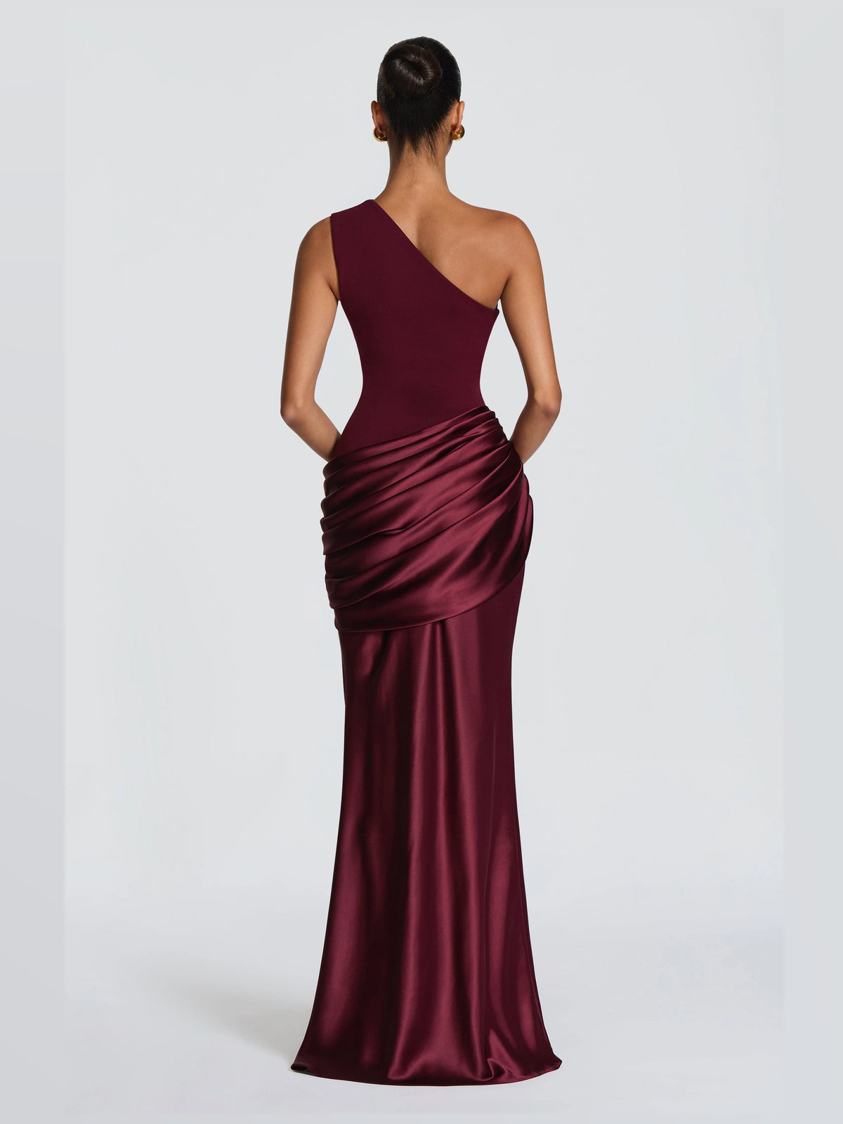Cherry Lacquer formal dress with a-line silhouette and maxi length