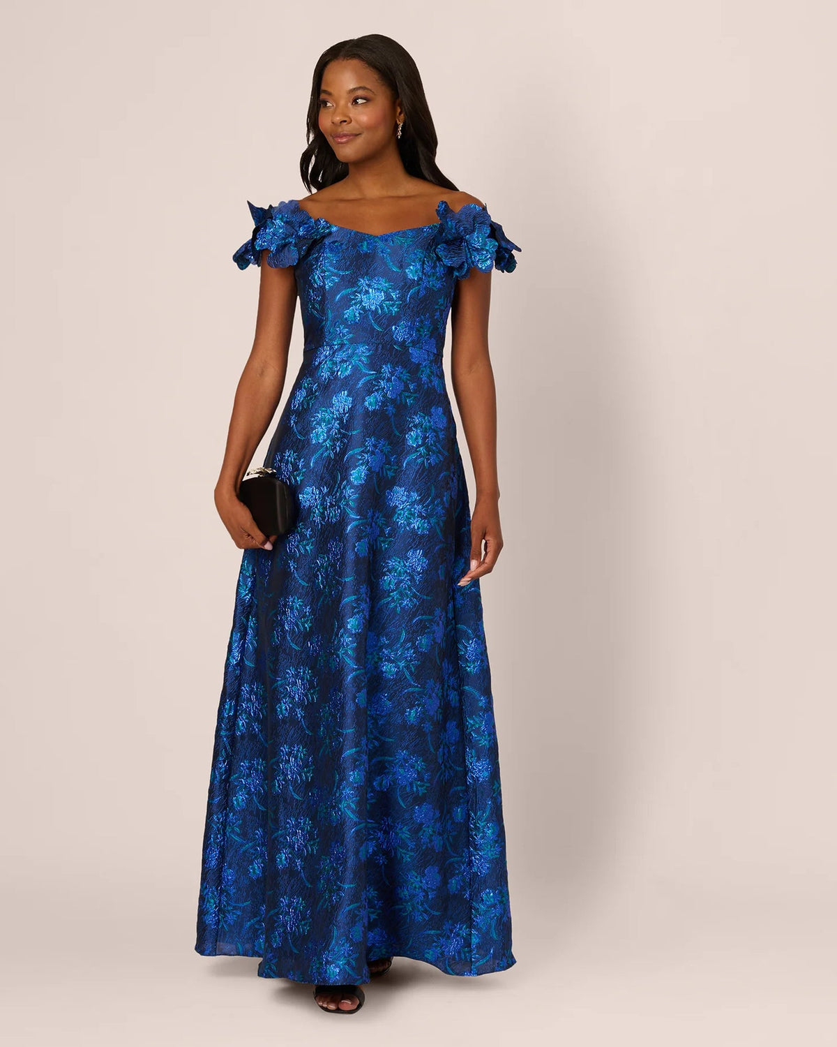 off-shoulder a-line maxi mother of the bride dress - image 1