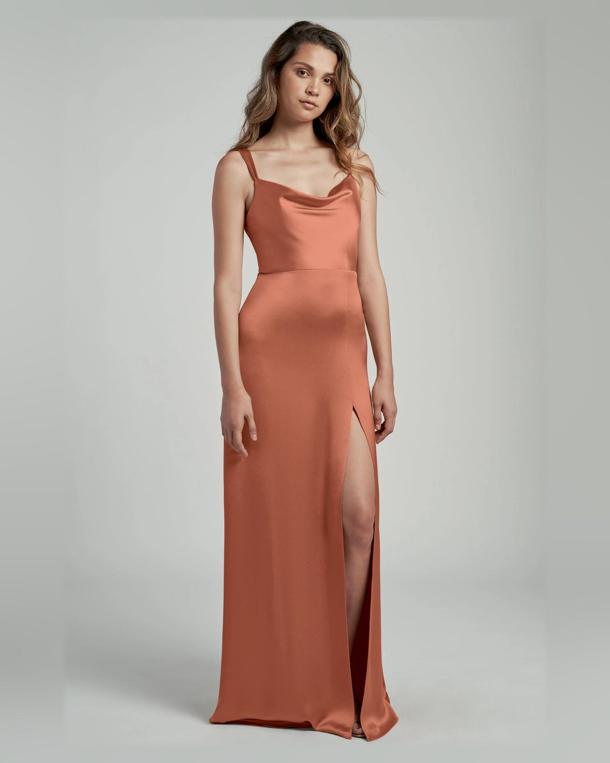 cowl neck a-line floor-length formal dress - image 1