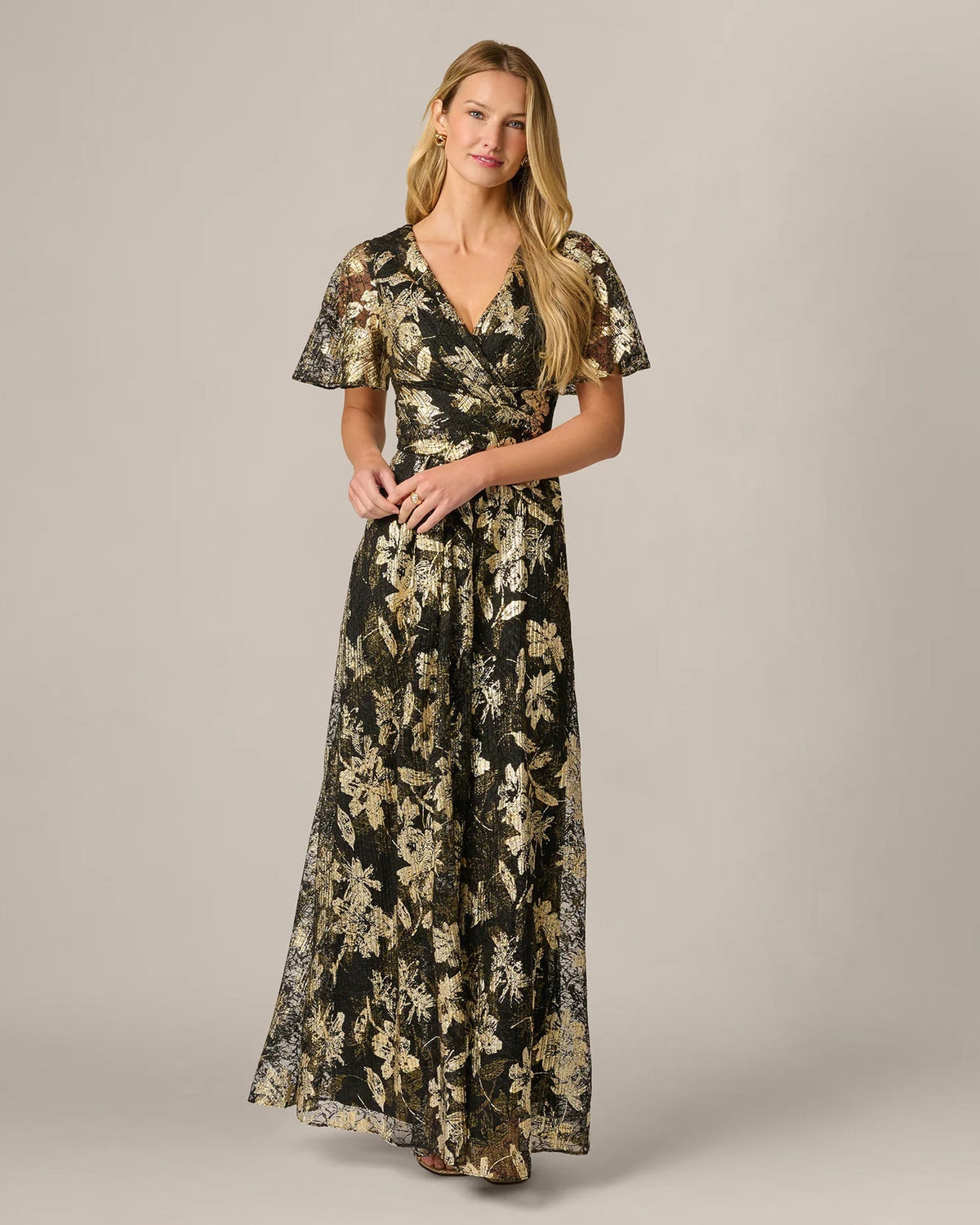 spaghetti strap a-line maxi mother of the bride dress - image 1