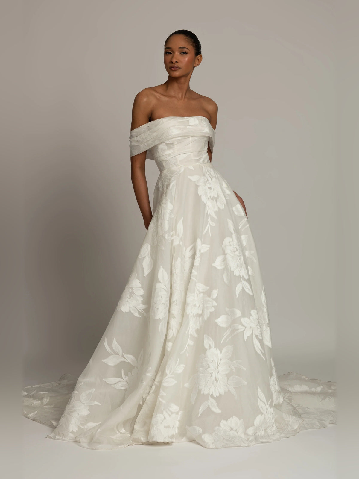 off shoulder ball-gown floor-length formal dress - image 1
