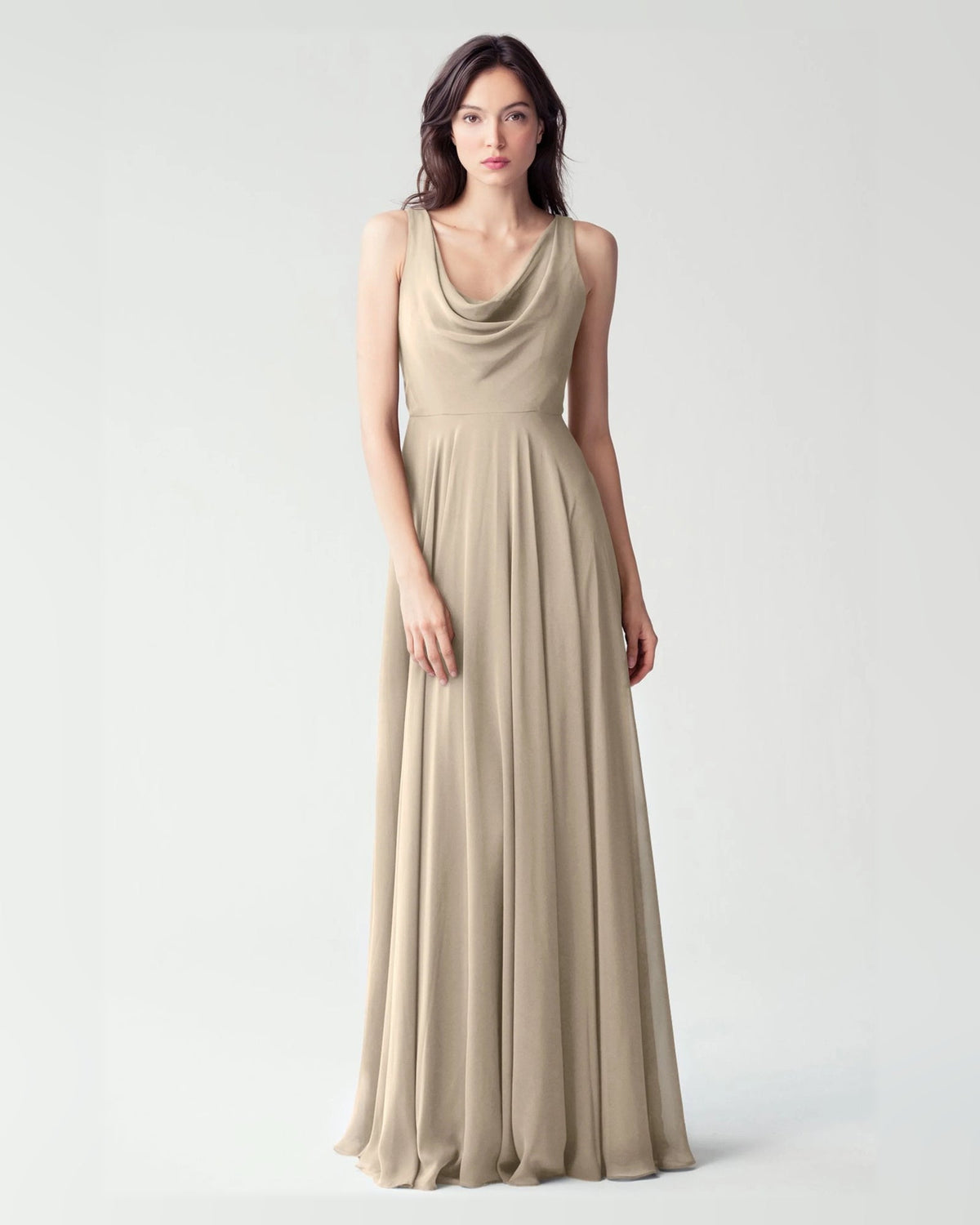 cowl neck a-line floor-length formal dress - image 1