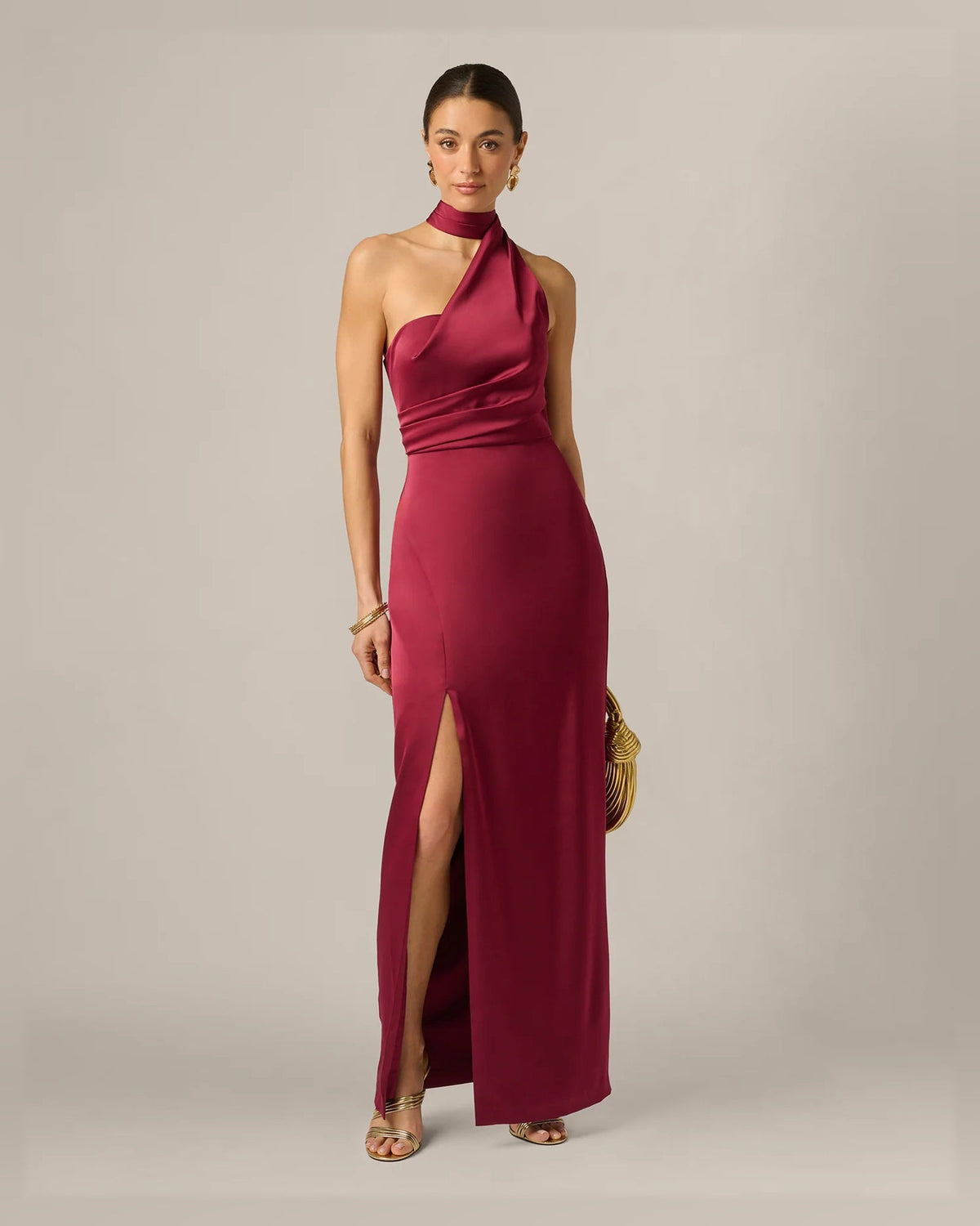 halter neck column floor-length formal dress - image 1