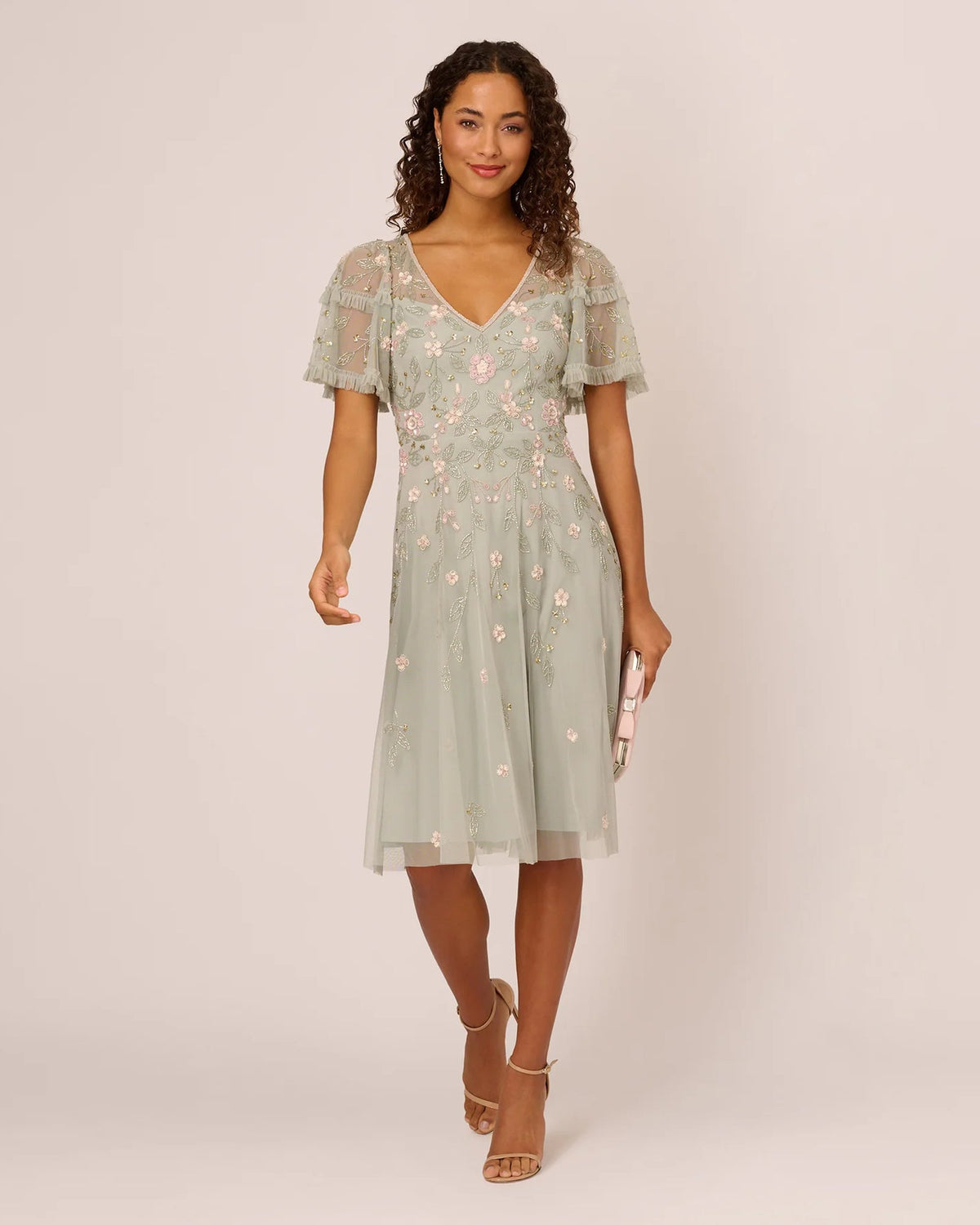 v neck a-line midi mother of the bride dress - image 1