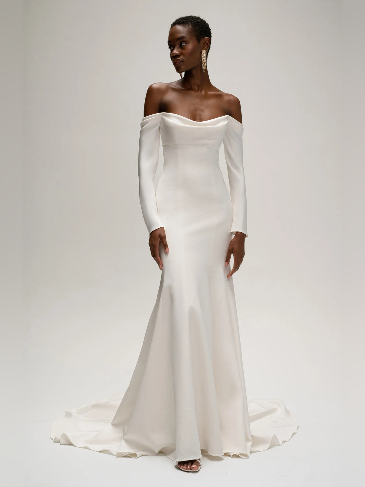 cowl neck fit-and-flare floor-length formal dress - image 1