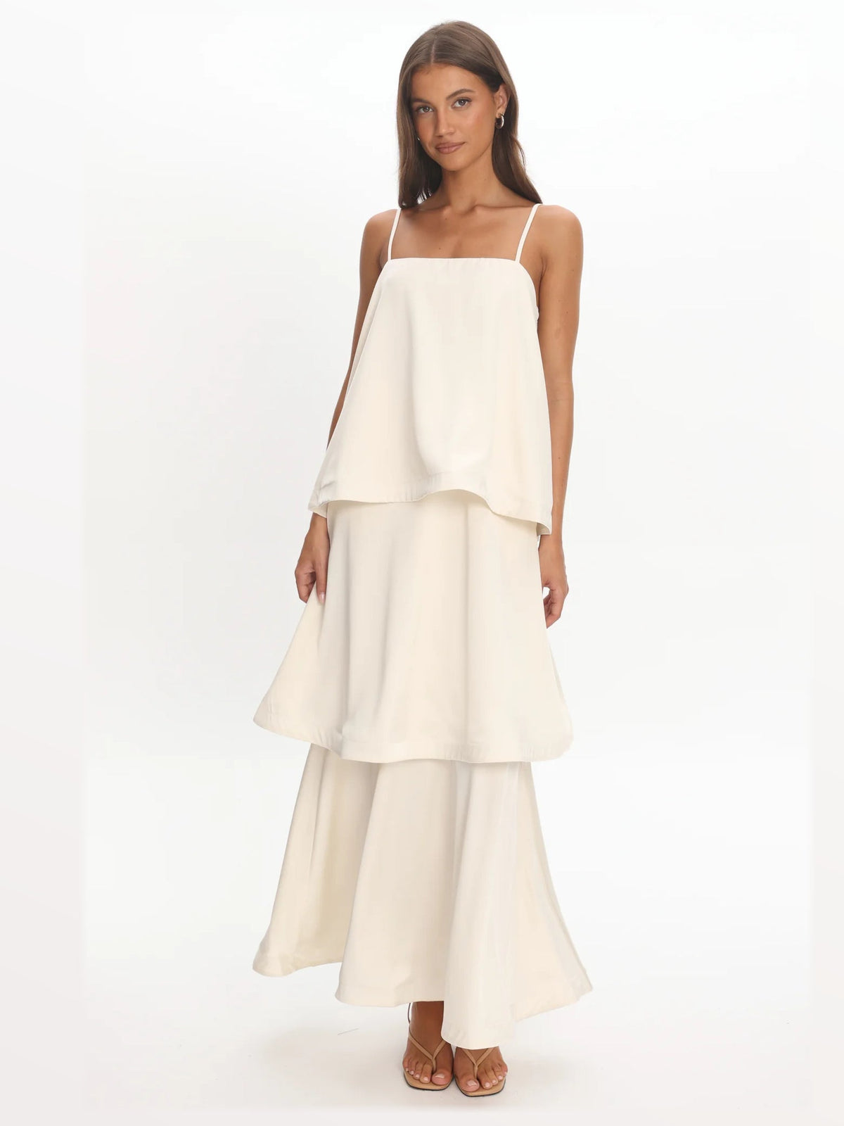 Ivory formal dress with a-line silhouette and maxi length