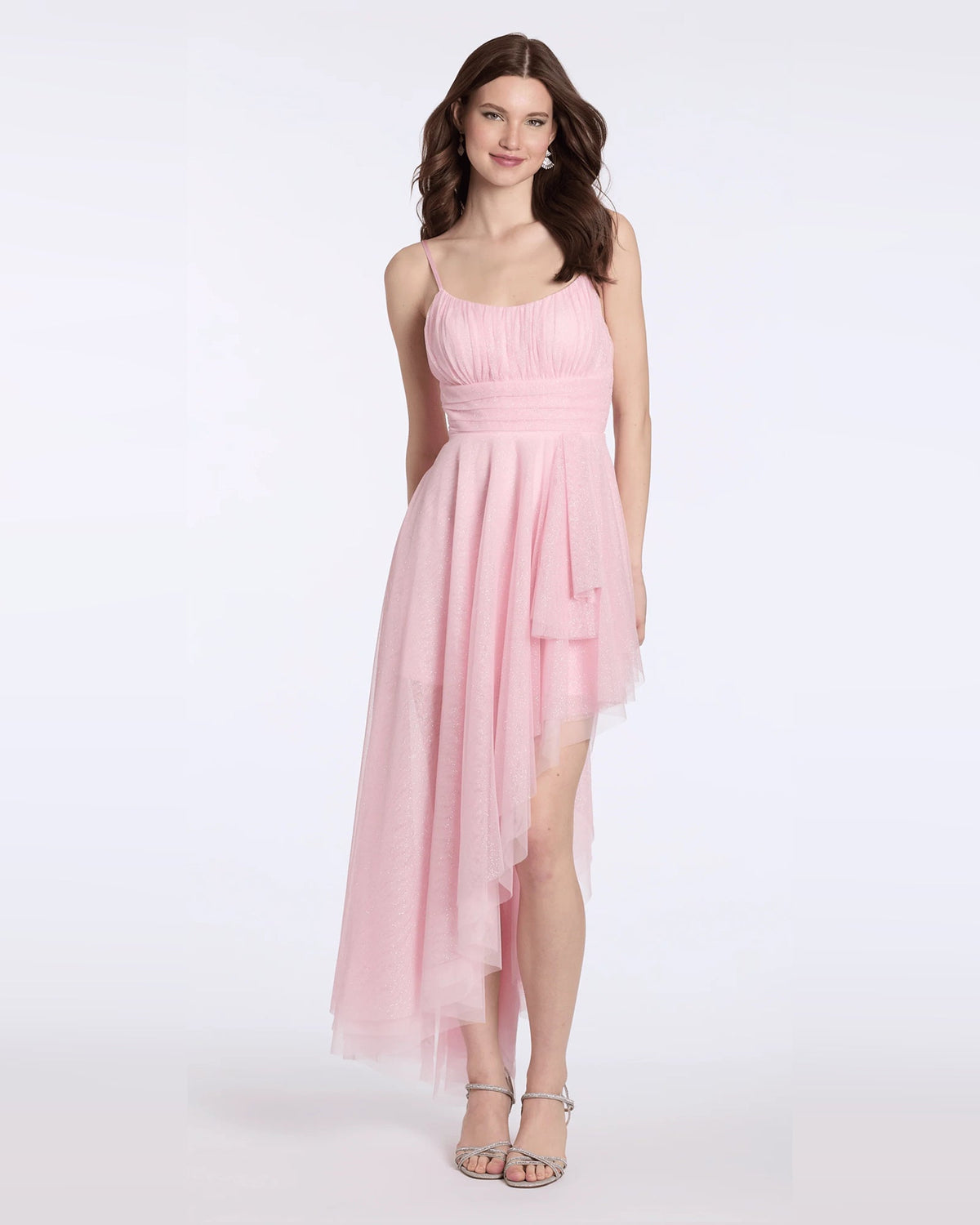 spaghetti strap a-line maxi homecoming dress - image 1