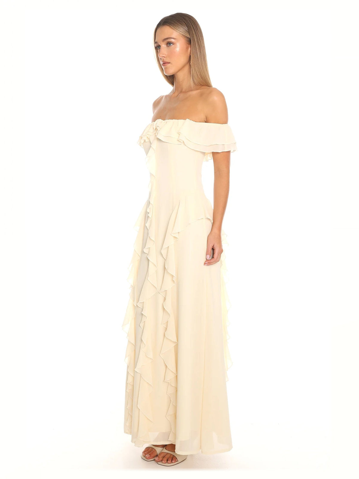Butter formal dress with a-line silhouette and maxi length