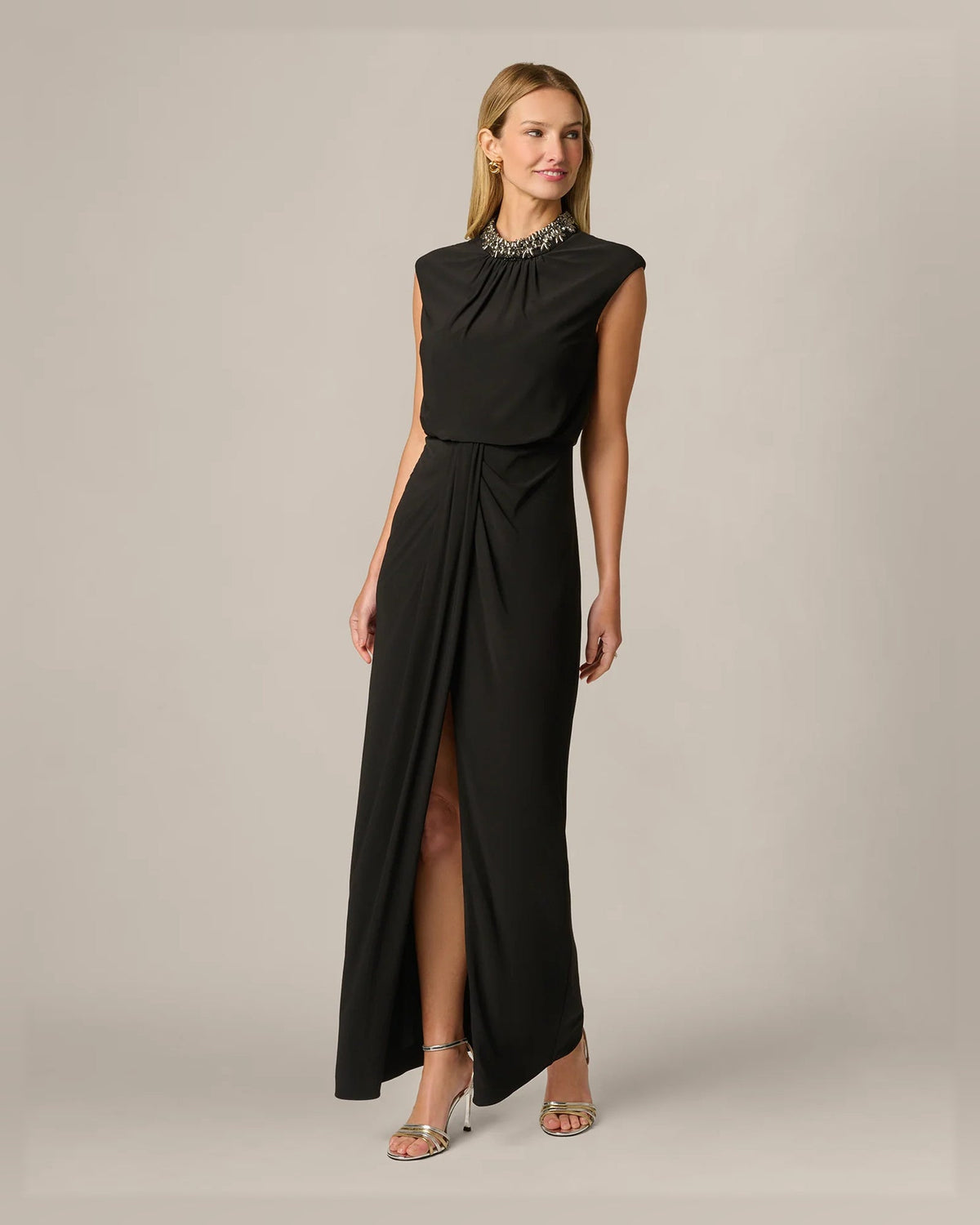 cap-sleeve column floor-length formal dress - image 1
