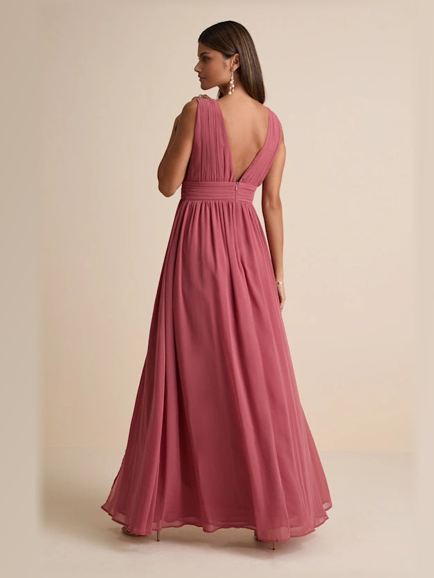 Desert Rose formal dress with a-line silhouette and maxi length