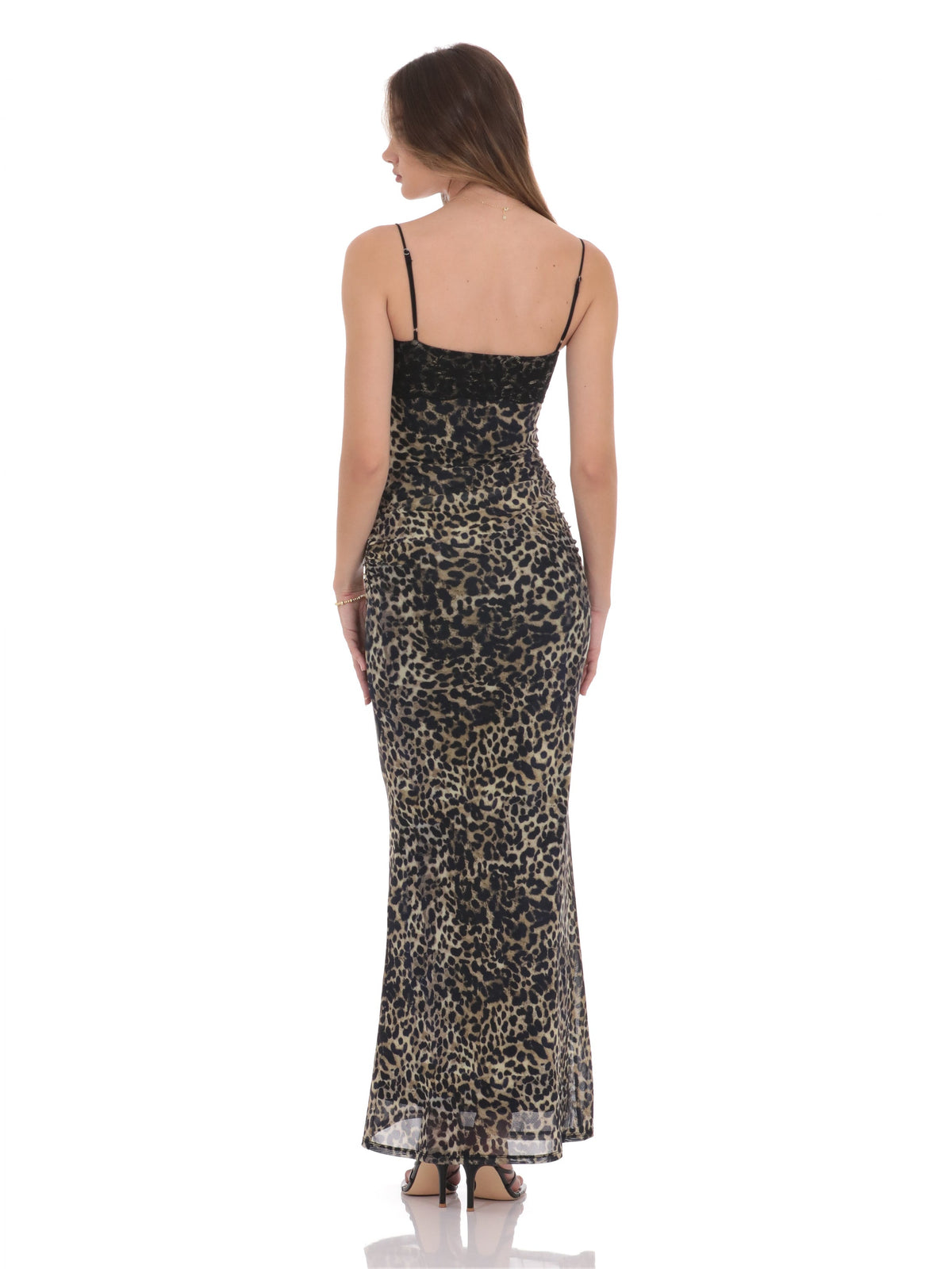 Gray bridesmaid dress with a-line silhouette and maxi length
