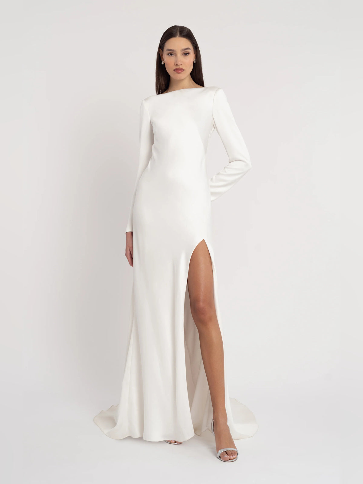 long-sleeve sheath floor-length formal dress - image 1