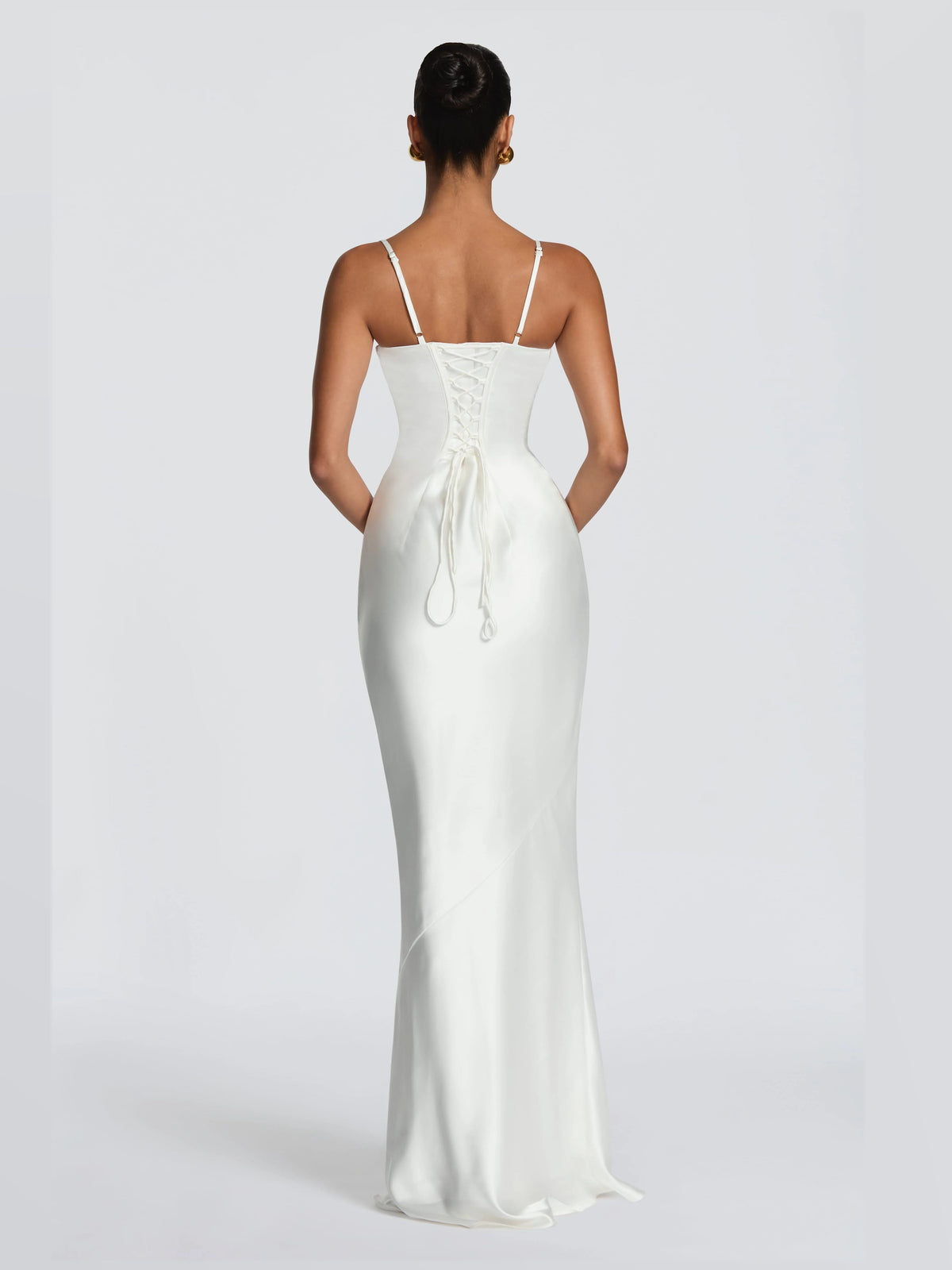 Ivory formal dress with a-line silhouette and maxi length