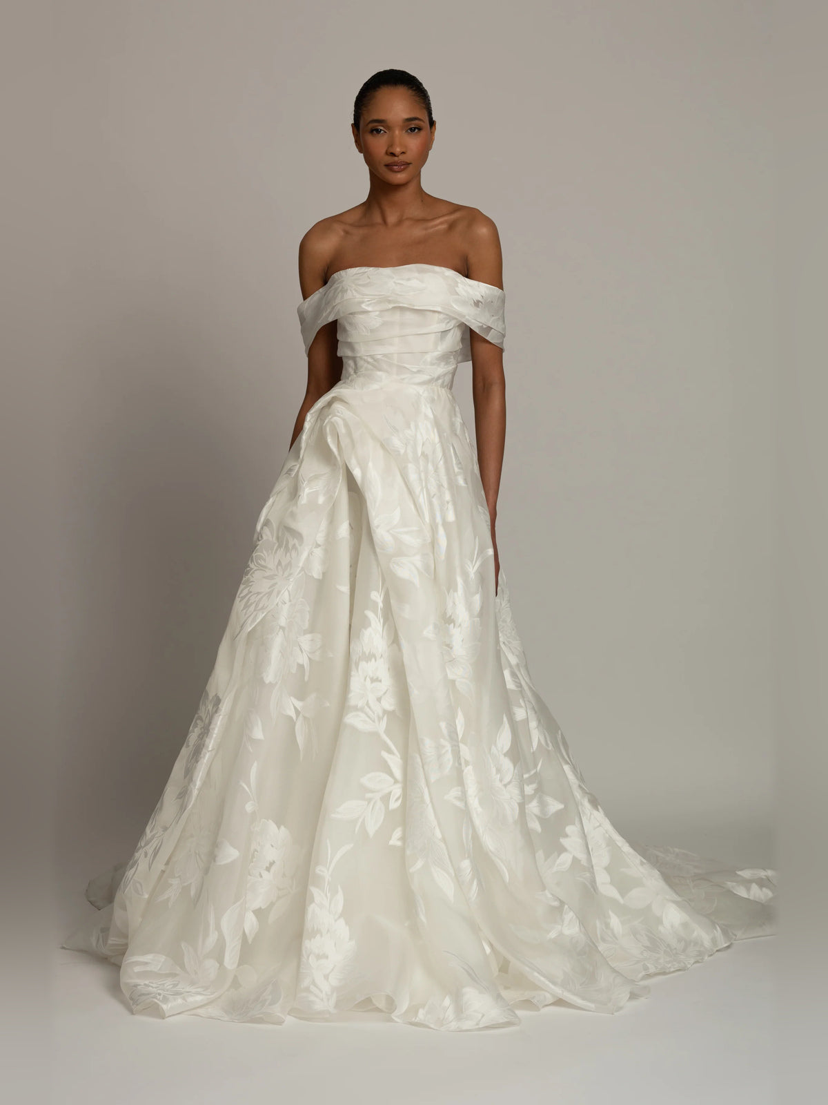 off shoulder ball-gown floor-length formal dress - image 1