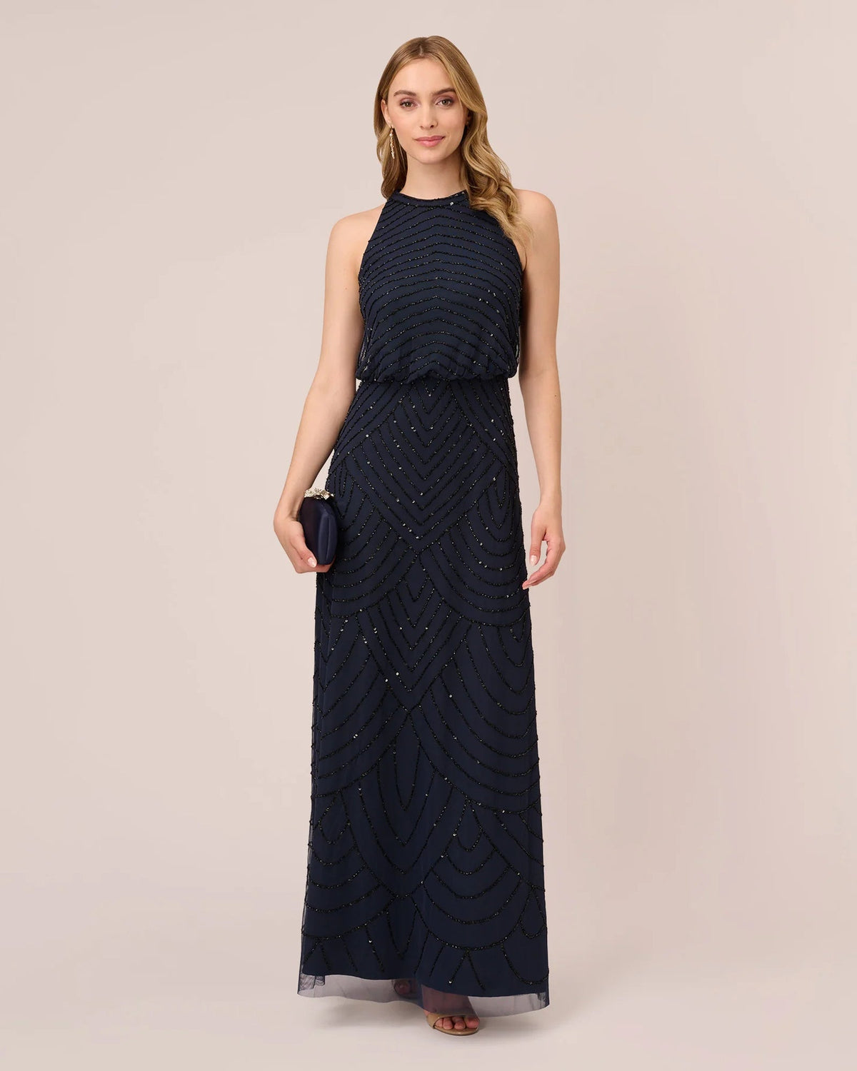 halter neck column floor-length mother of the bride dress - image 1