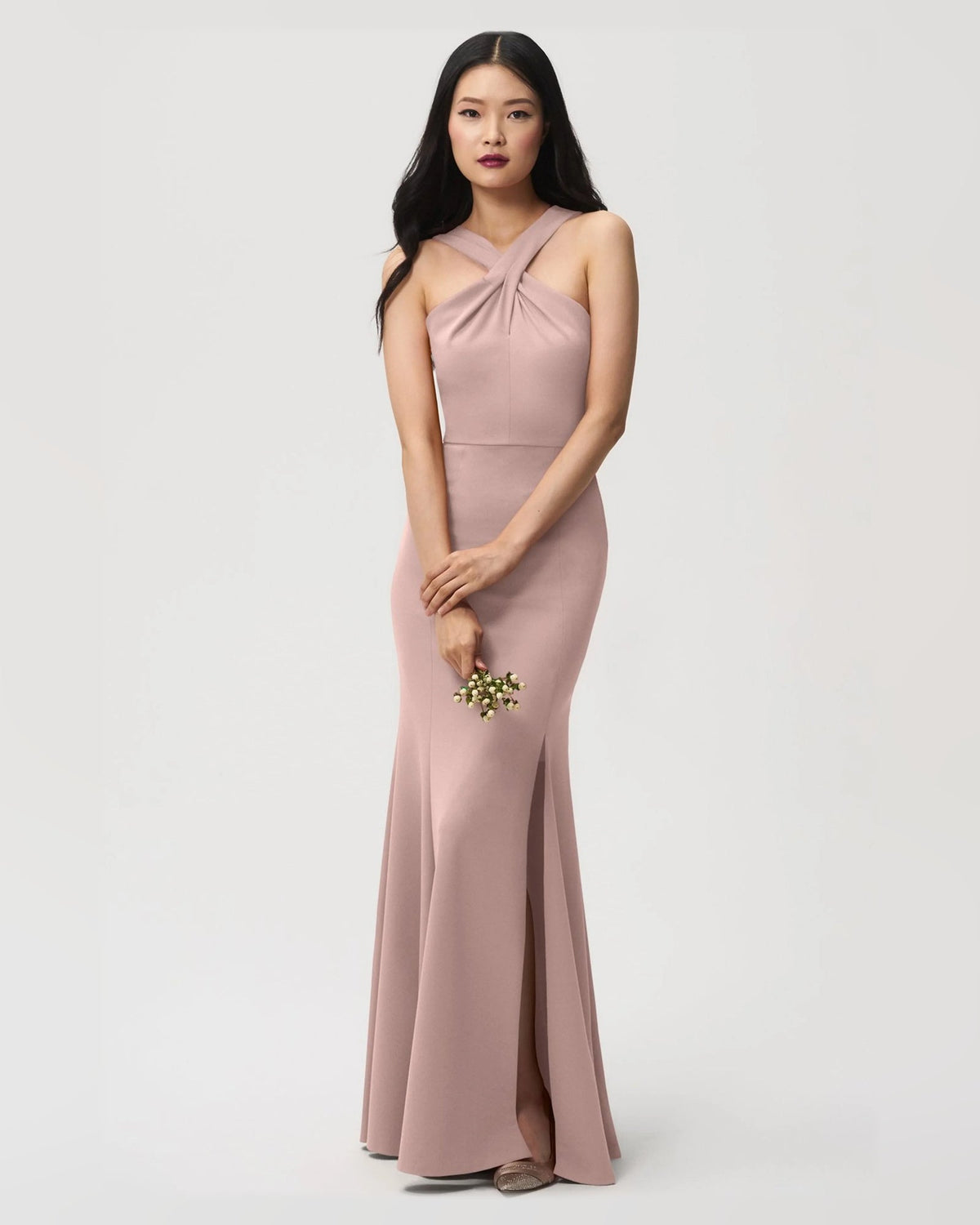 halter neck fit-and-flare floor-length formal dress - image 1
