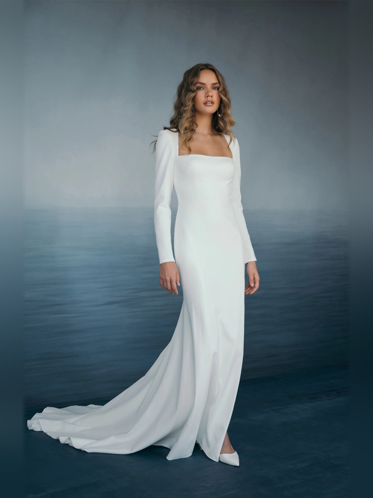 square neck fit-and-flare floor-length formal dress - image 1