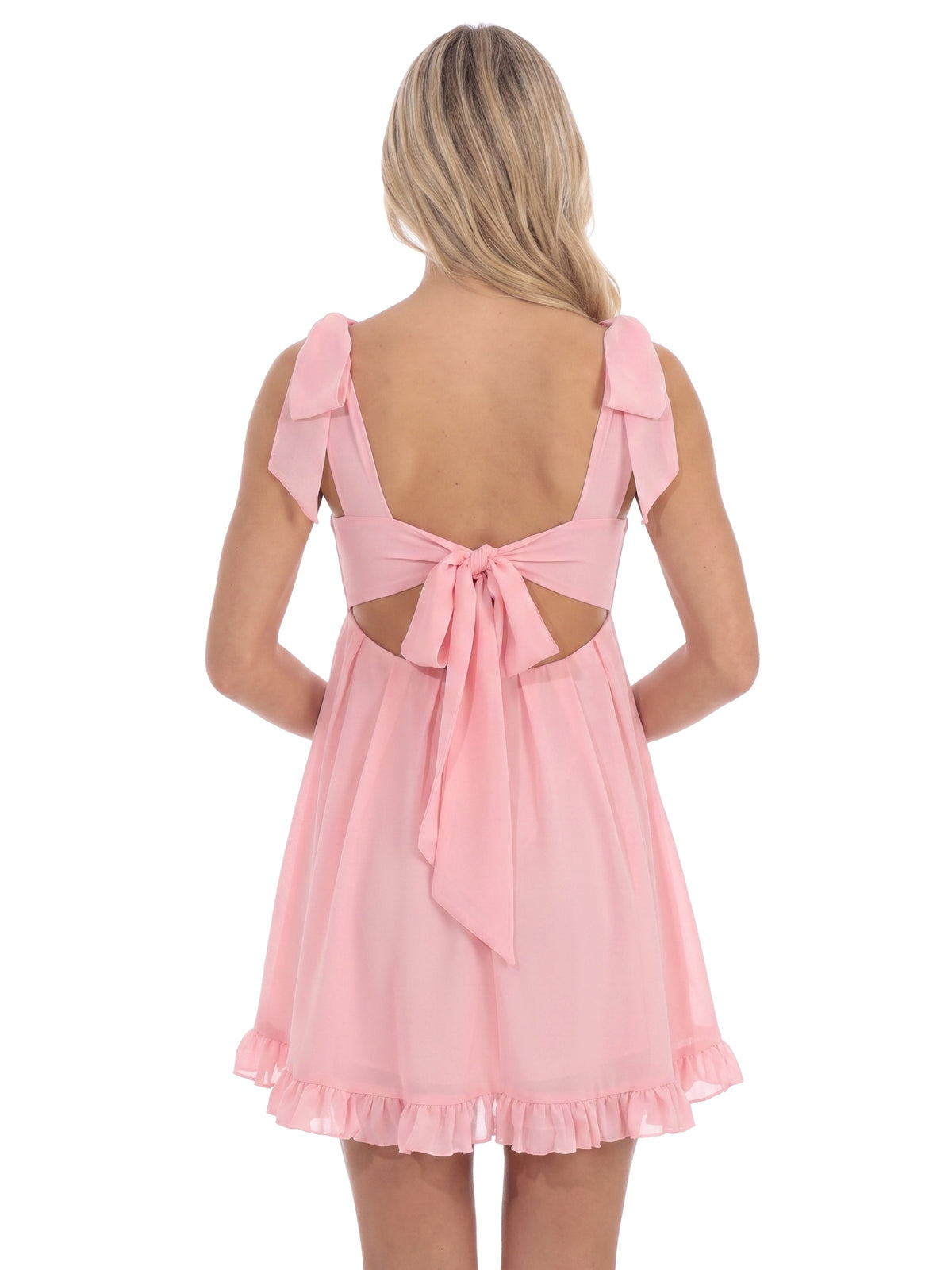 Pink homecoming dress with a-line silhouette and maxi length