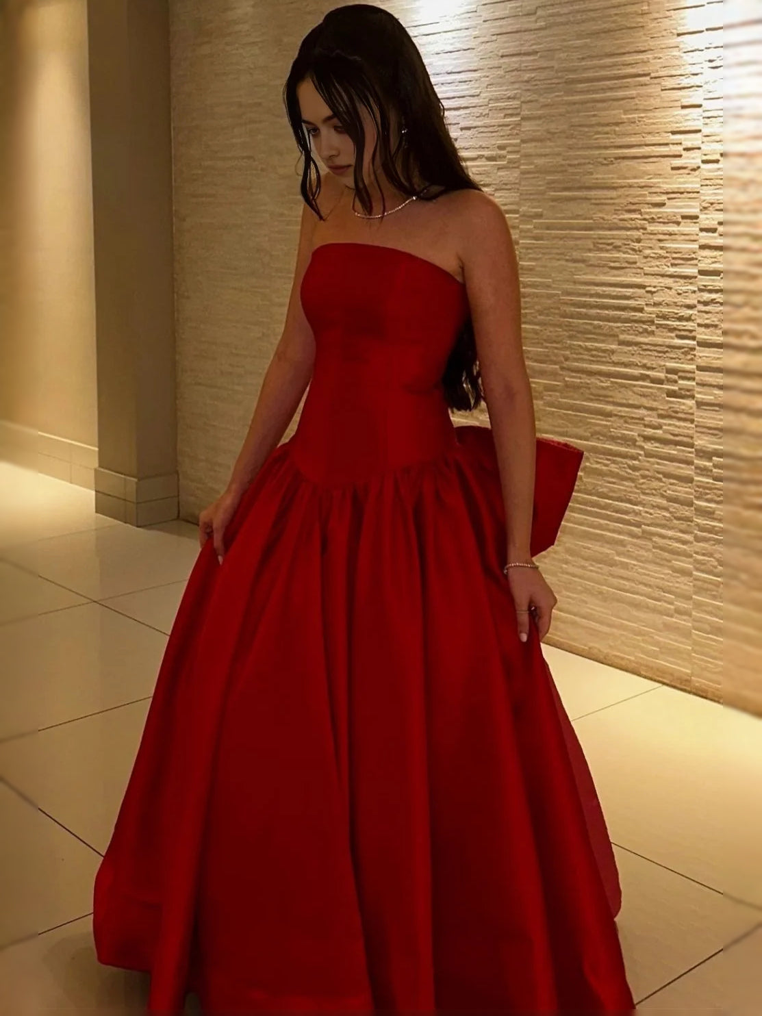 Red strapless sweetheart corset mini prom dress with full A-line skirt