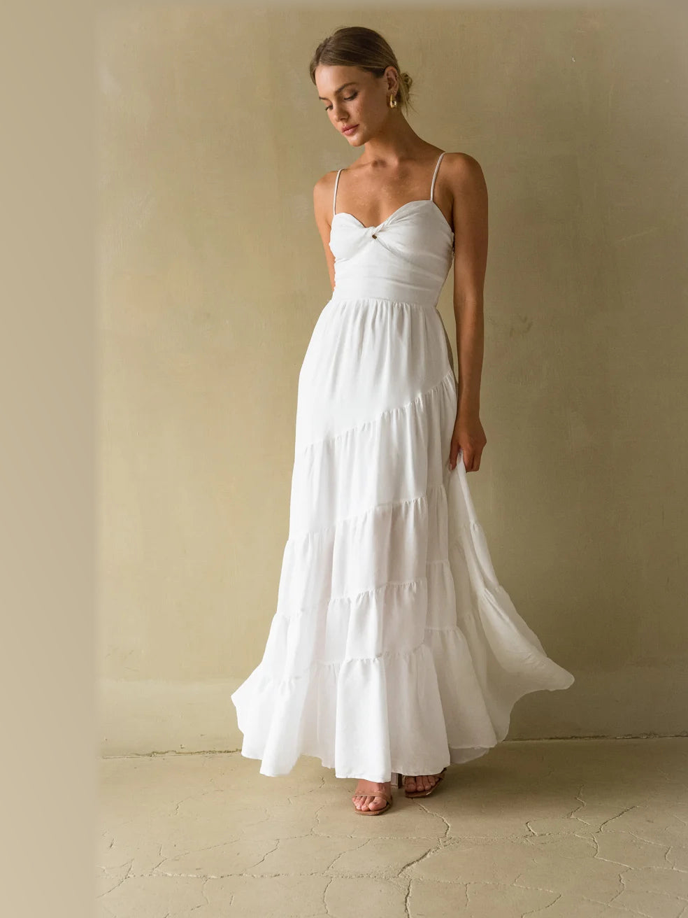 Butter Yellow formal dress with a-line silhouette and maxi length