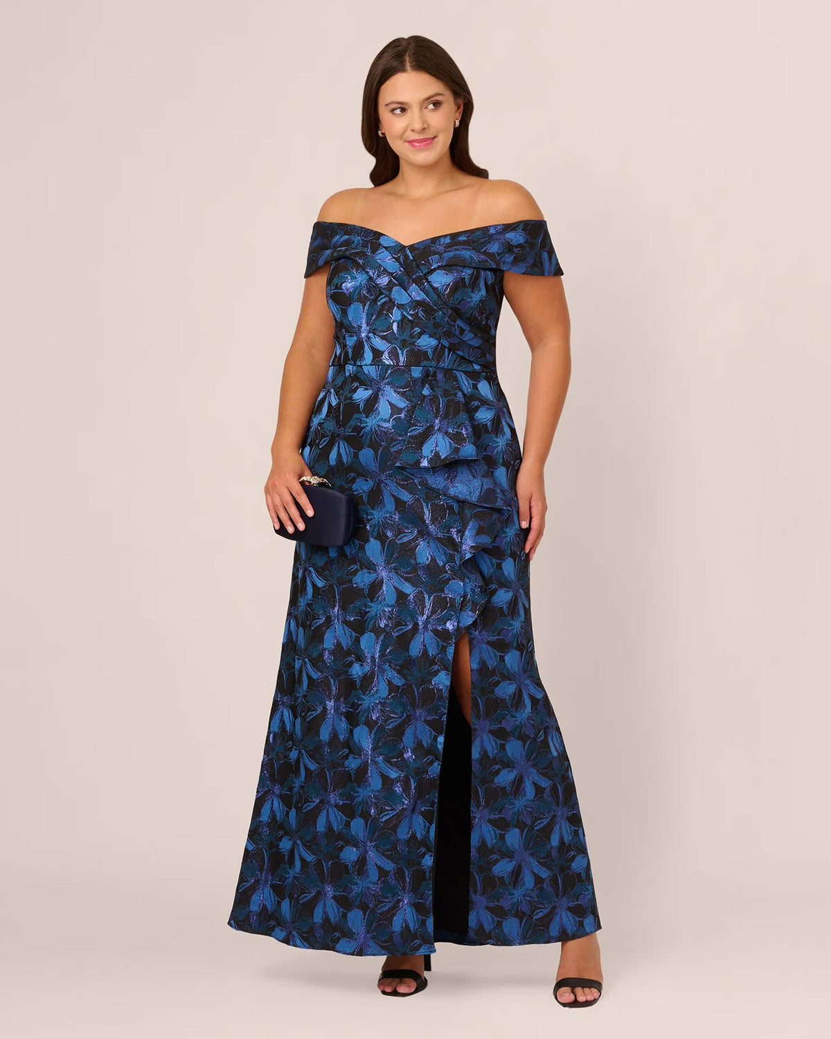 off shoulder mermaid floor-length mother of the bride dress - image 1