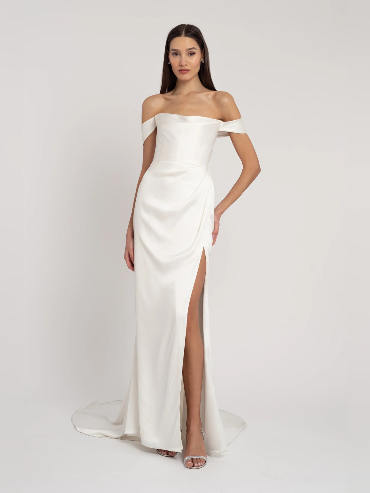 off shoulder a-line floor-length formal dress - image 1
