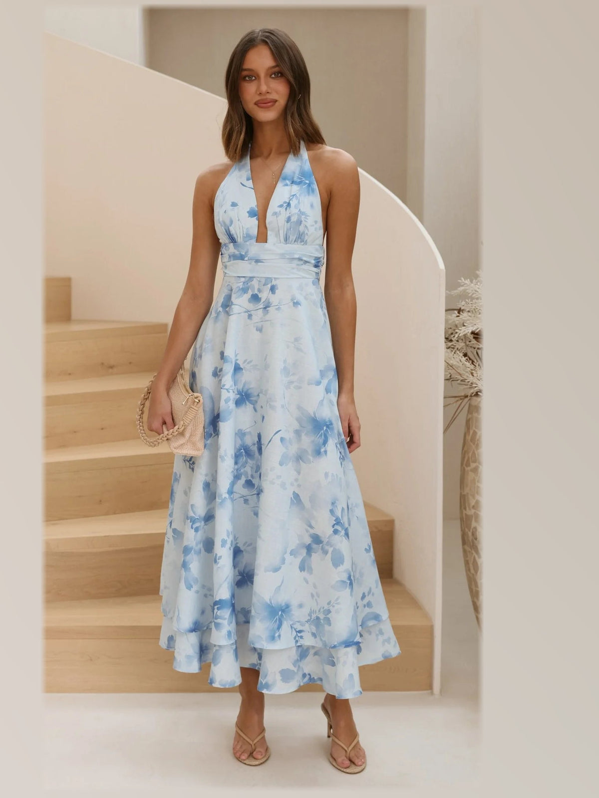Ivory formal dress with a-line silhouette and maxi length