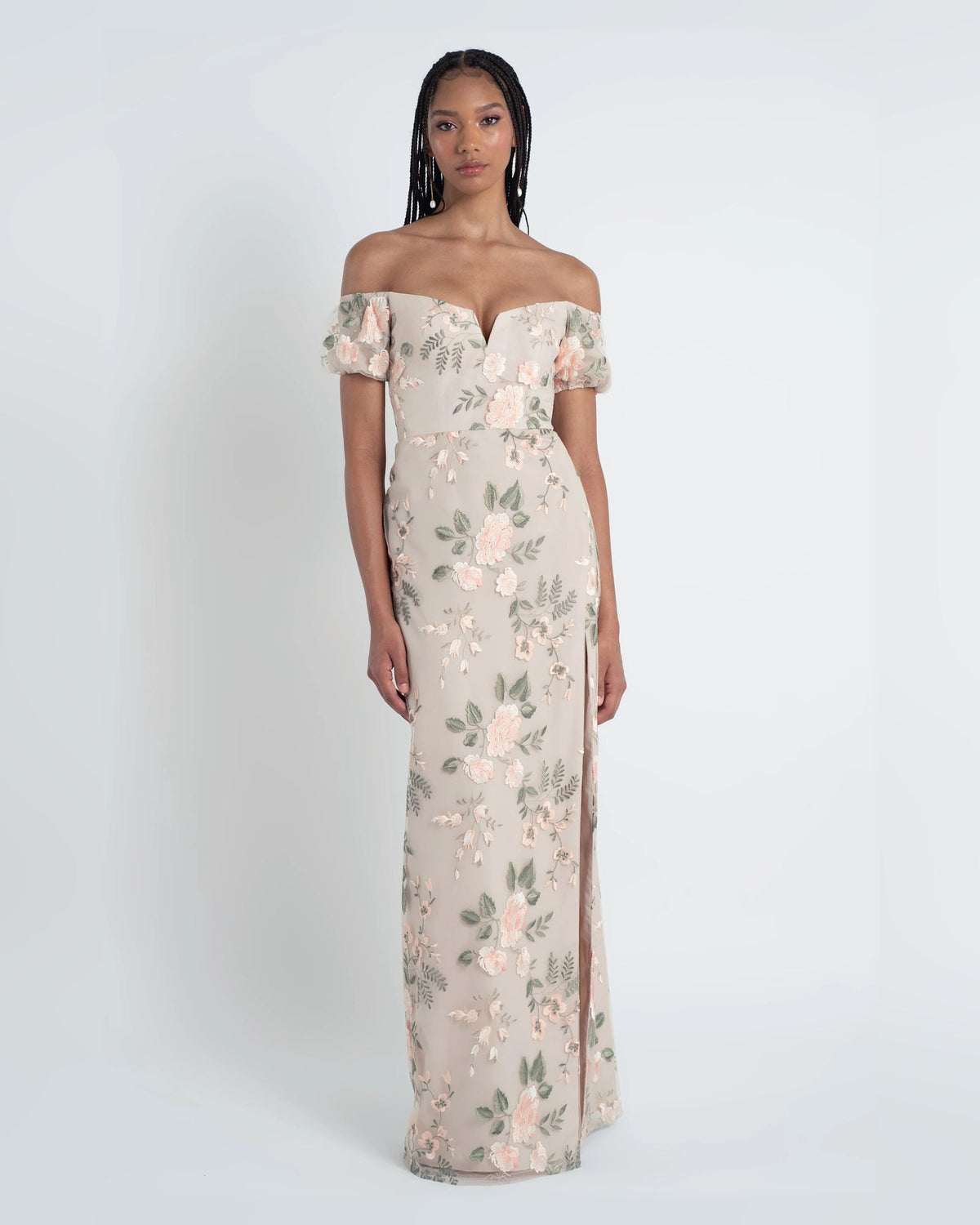 off shoulder a-line floor-length formal dress - image 1