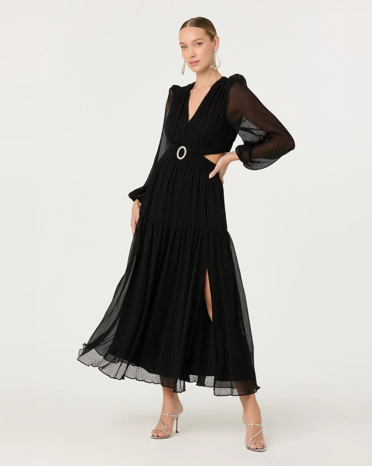 v-neck a-line maxi formal dress - image 1
