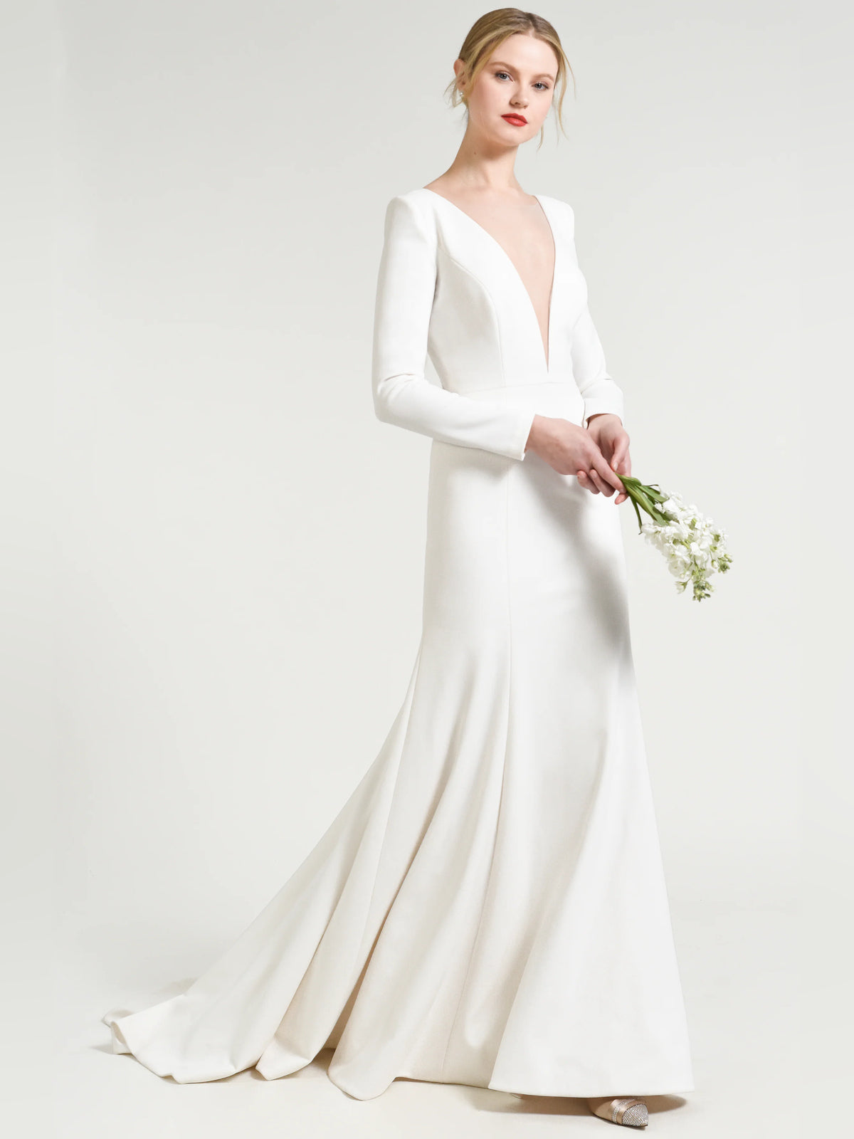 v neck fit-and-flare floor-length formal dress - image 1