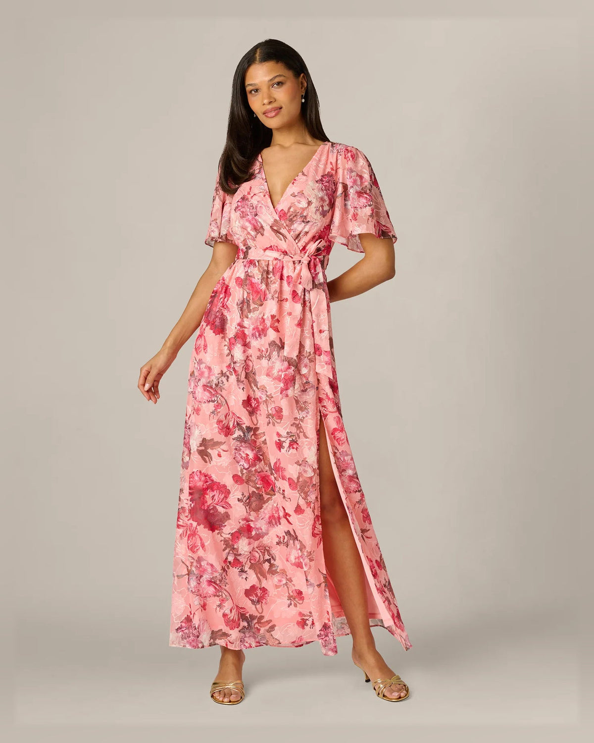 v neck a-line maxi formal dress - image 1