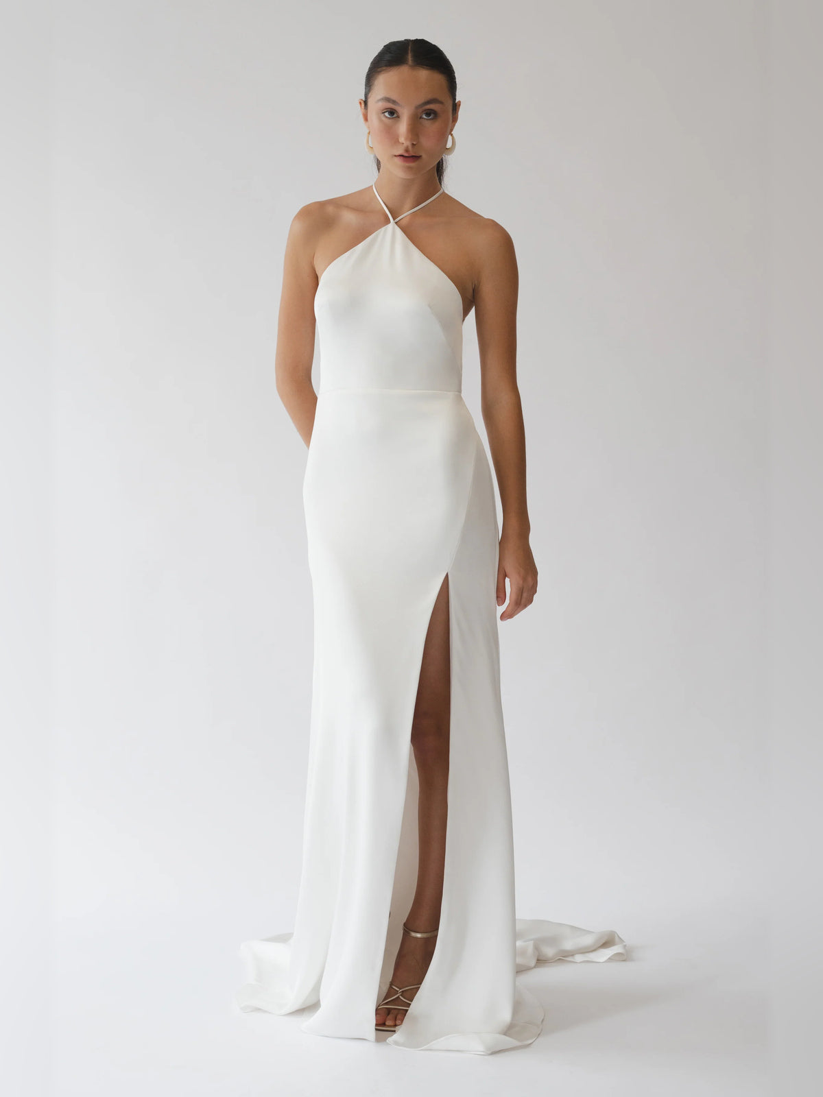 halter neck sheath floor-length formal dress - image 1