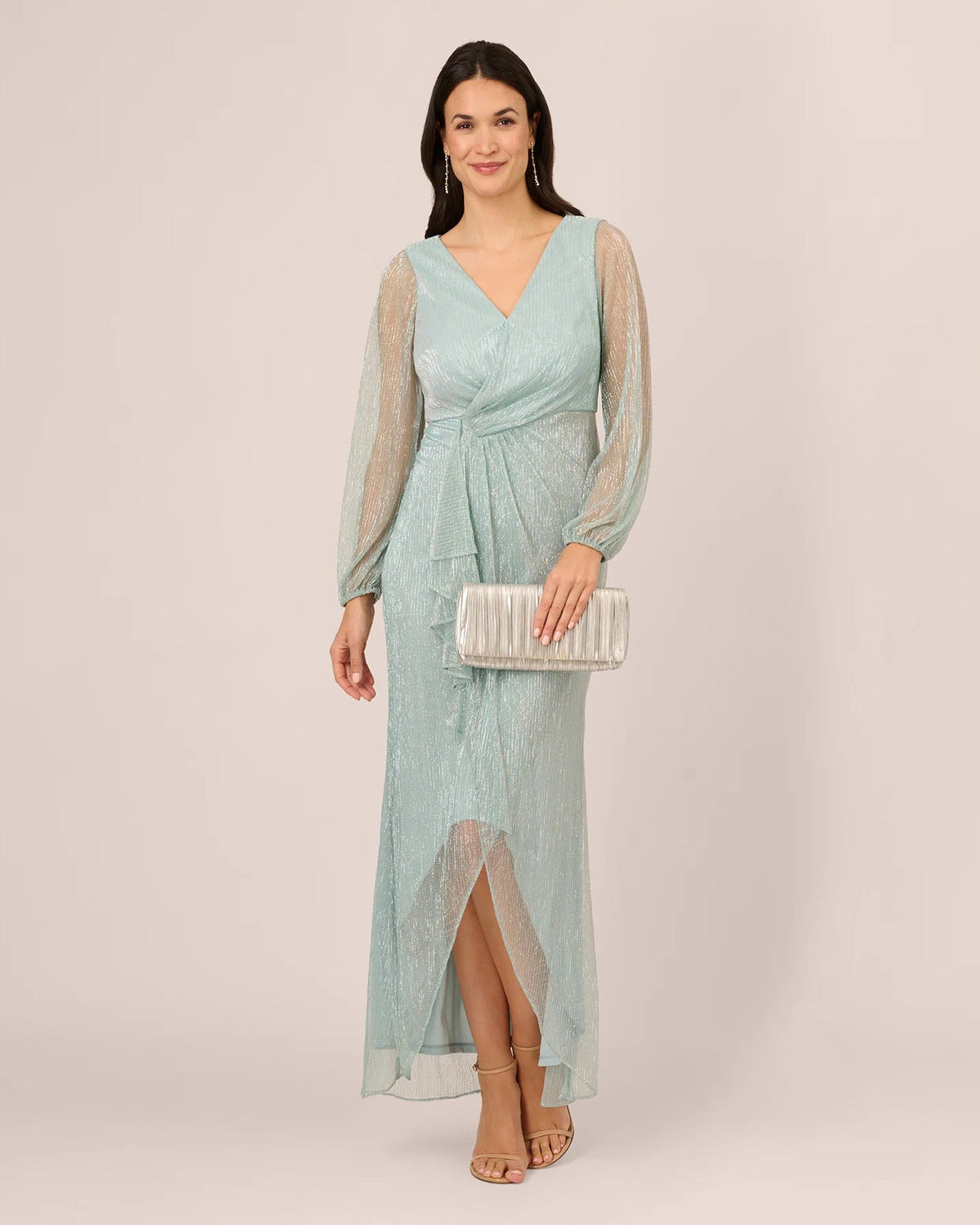 v neck wrap high-low mother of the bride dress - image 1