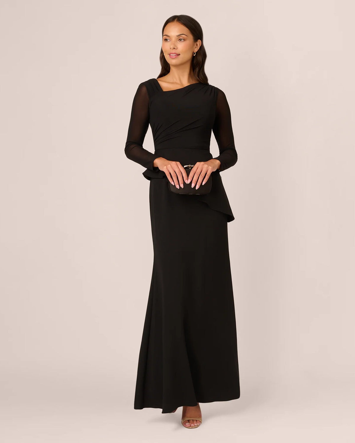 asymmetrical neck mermaid floor-length mother of the bride dress - image 1