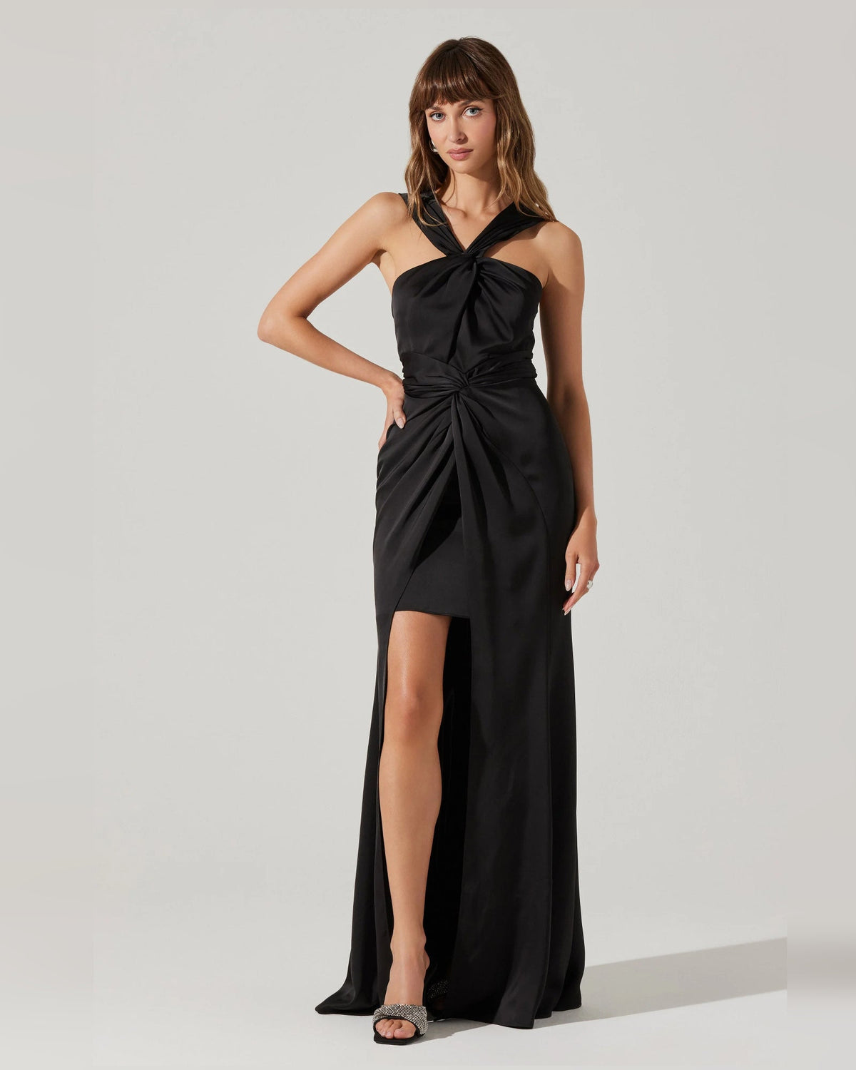 halter neck a-line maxi formal dress - image 1