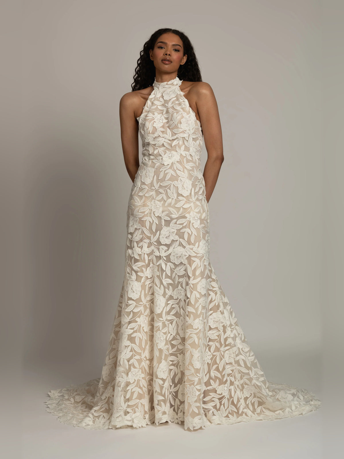 halter neck fit-and-flare floor-length formal dress - image 1