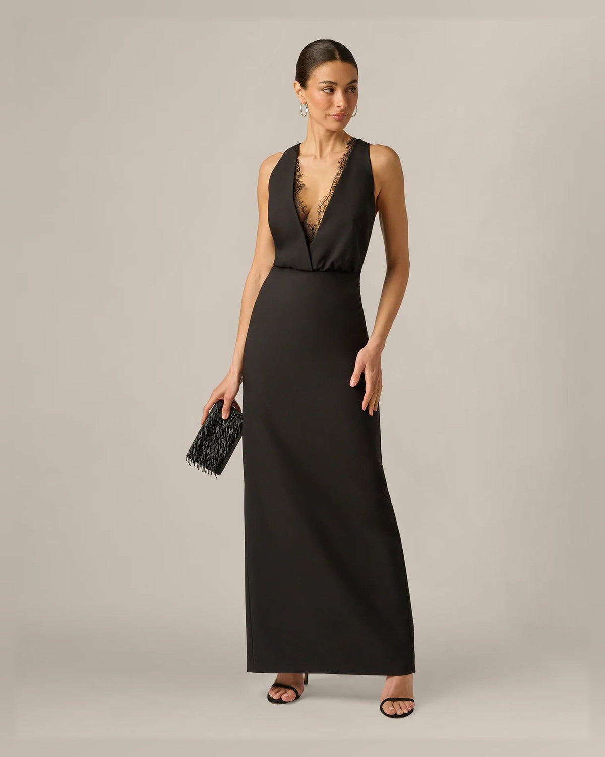 v neck column floor-length formal dress - image 1
