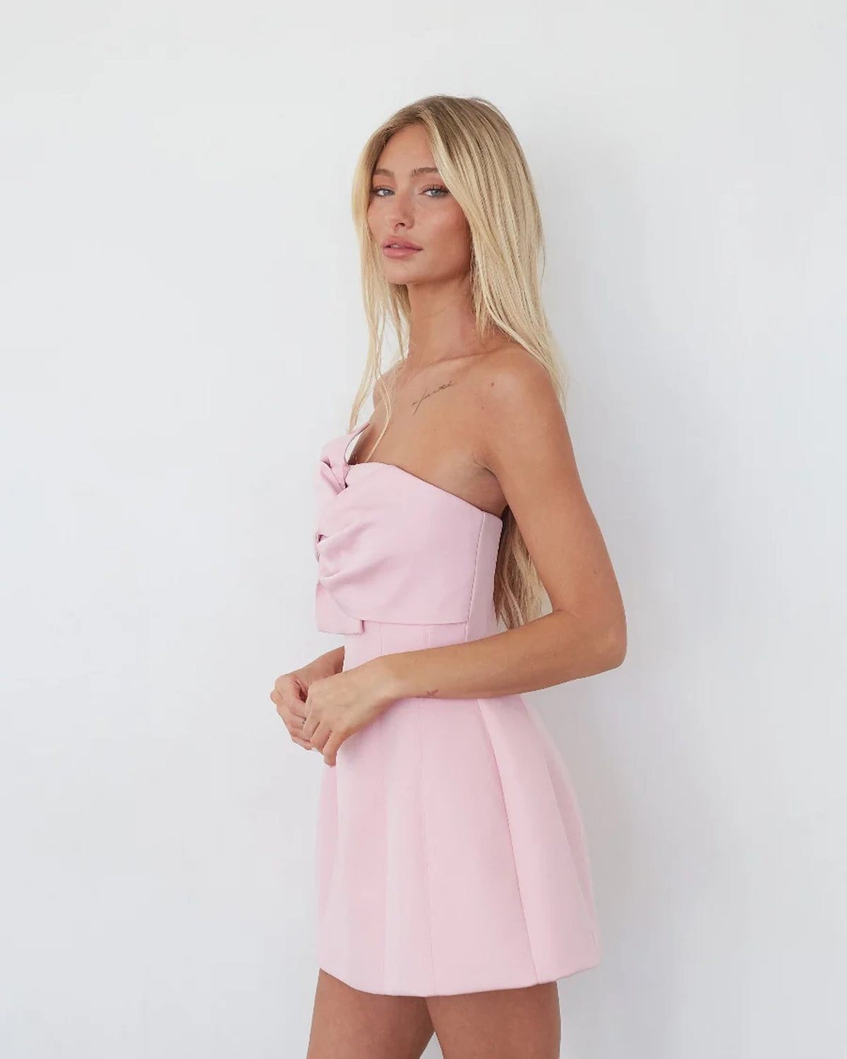alix twist front bubble pink mini homecoming dress - image 2