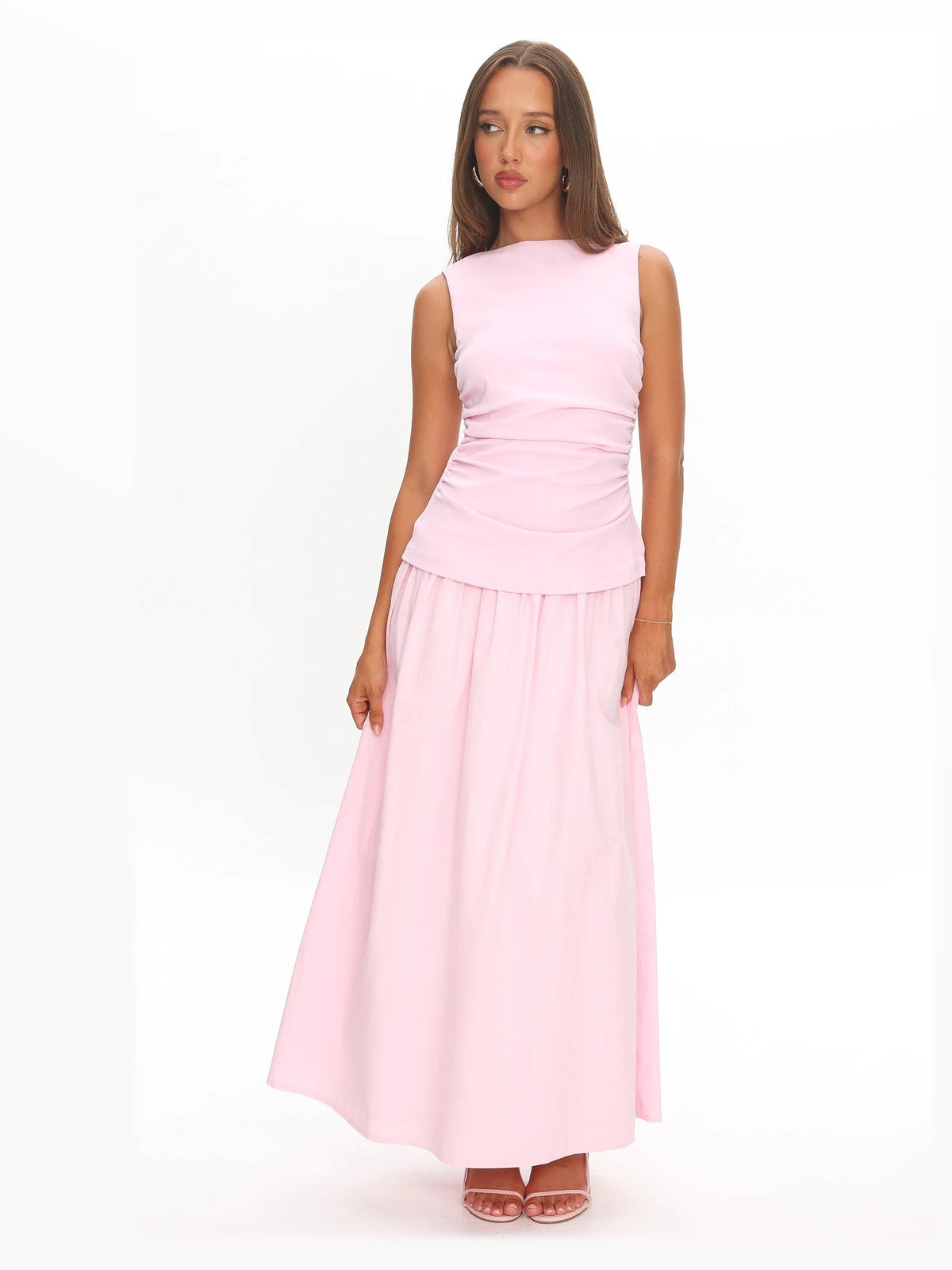Pink formal dress with a-line silhouette