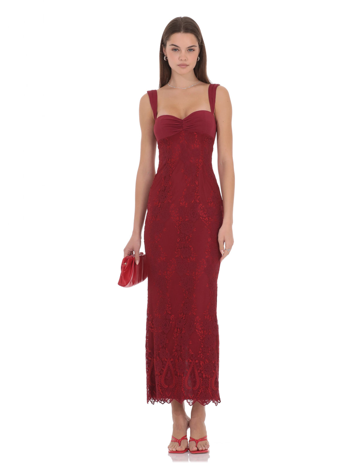 Burgundy bridesmaid dress with a-line silhouette
