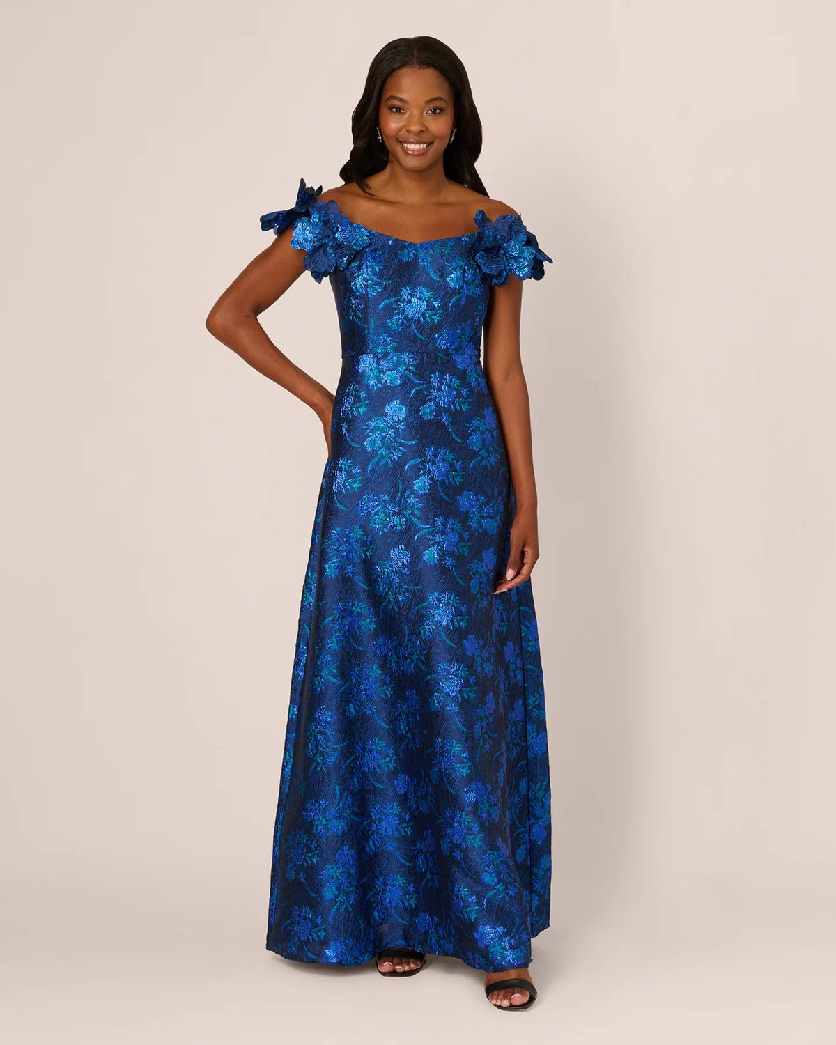 off-shoulder a-line maxi mother of the bride dress - image 2